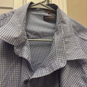 Van Heusen Men's White and Blue Plaid Shirt